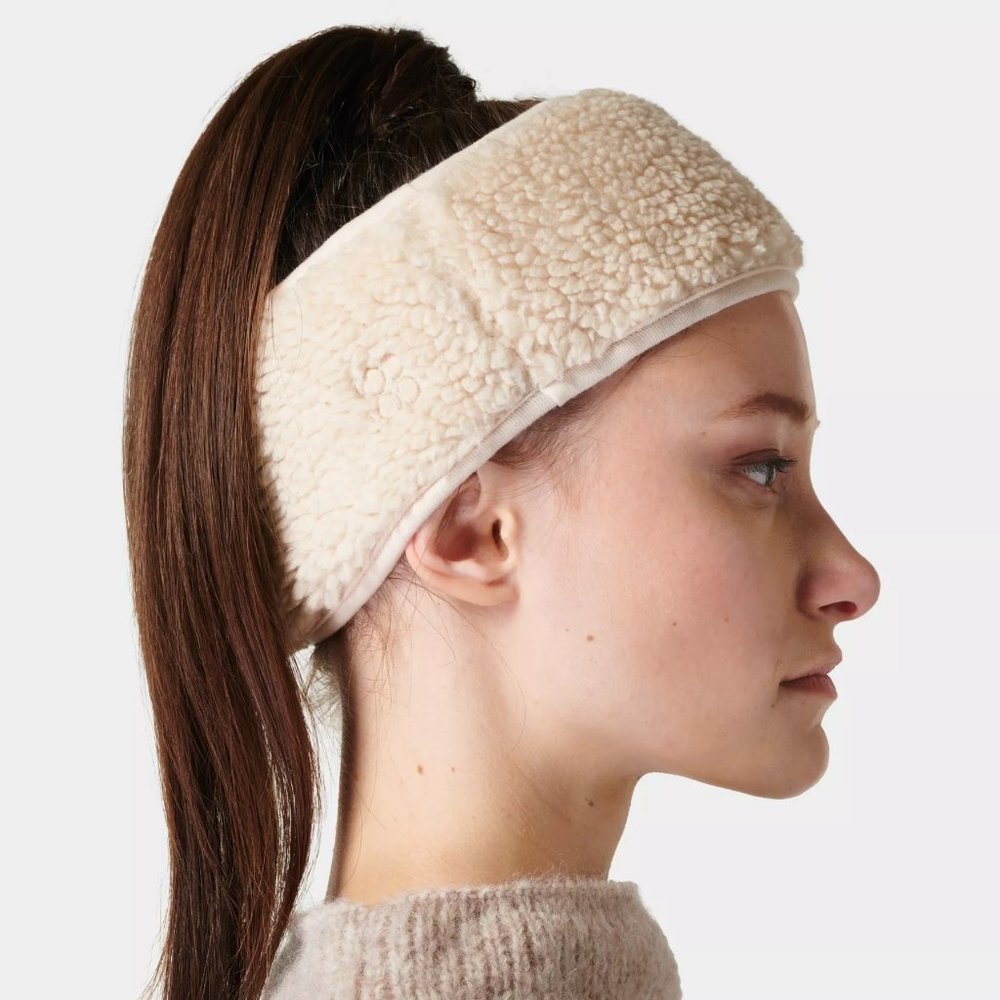 NWT Sweaty Betty Sherpa Reversible Earwarmer in Canvas Beige